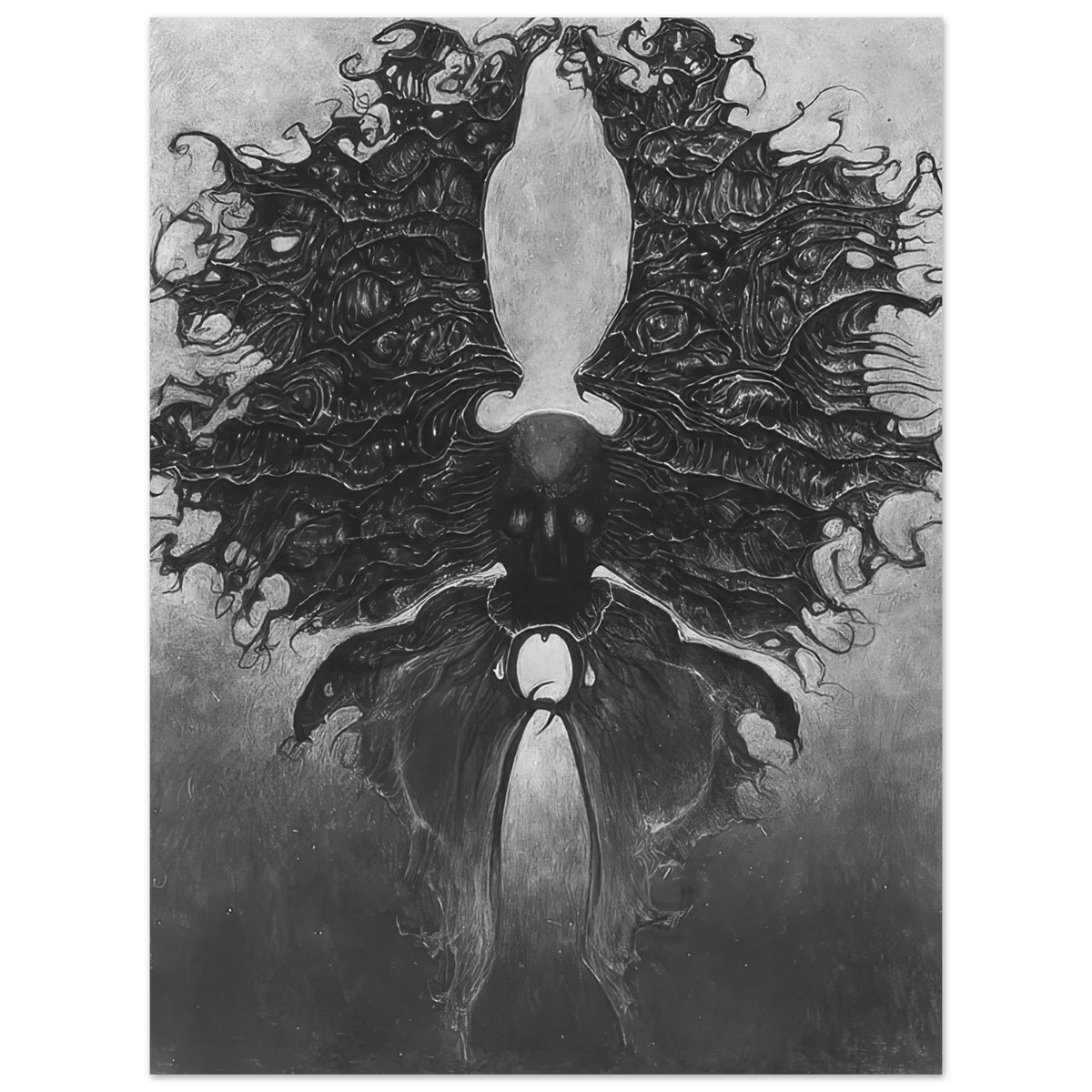 Zdzisław Beksiński, Zdzislaw Beksinski, Beksinski Art, Beksinski Canvas Print, Winged Creature Art, Dark Surrealism, Gothic Surreal Art, Surreal Creature Art, Dark Fantasy Art, Black and White Art, Polish Art, Canvas Wall Art, Gothic Wall Art