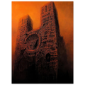 Zdzisław Beksiński Burning Cathedral Poster | Dark Surreal Architecture